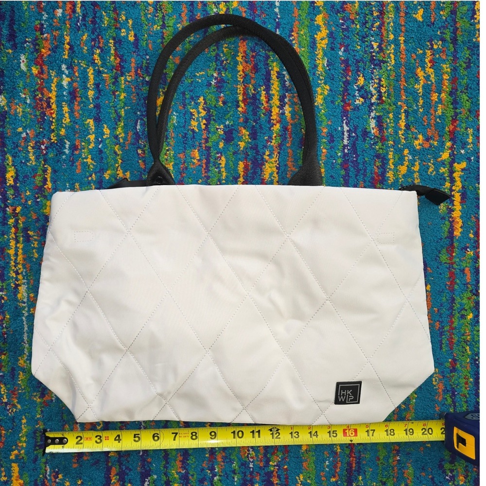 NWOT IHKWIP Tote Bag White Quilted Nylon Large Tote